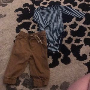 Khaki Pant/Stripped Onesie